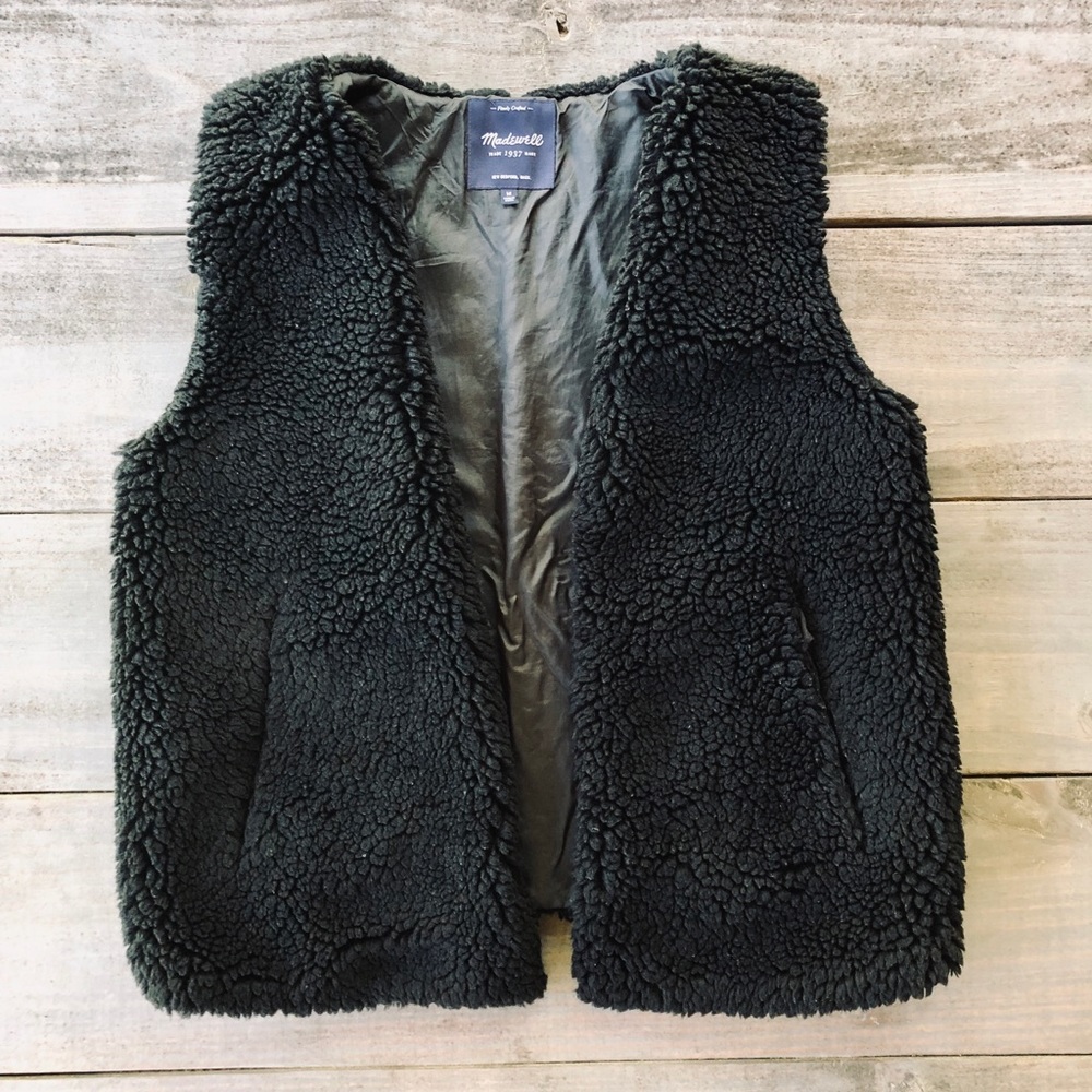 Madewell Black Faux Wool Vest